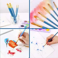 Acrylic Paint Brush Set 1 Pack 10 pcs Watercolor Brushes with Nylon Hair for All Purpose Oil Watercolor Painting Artist Profess 5