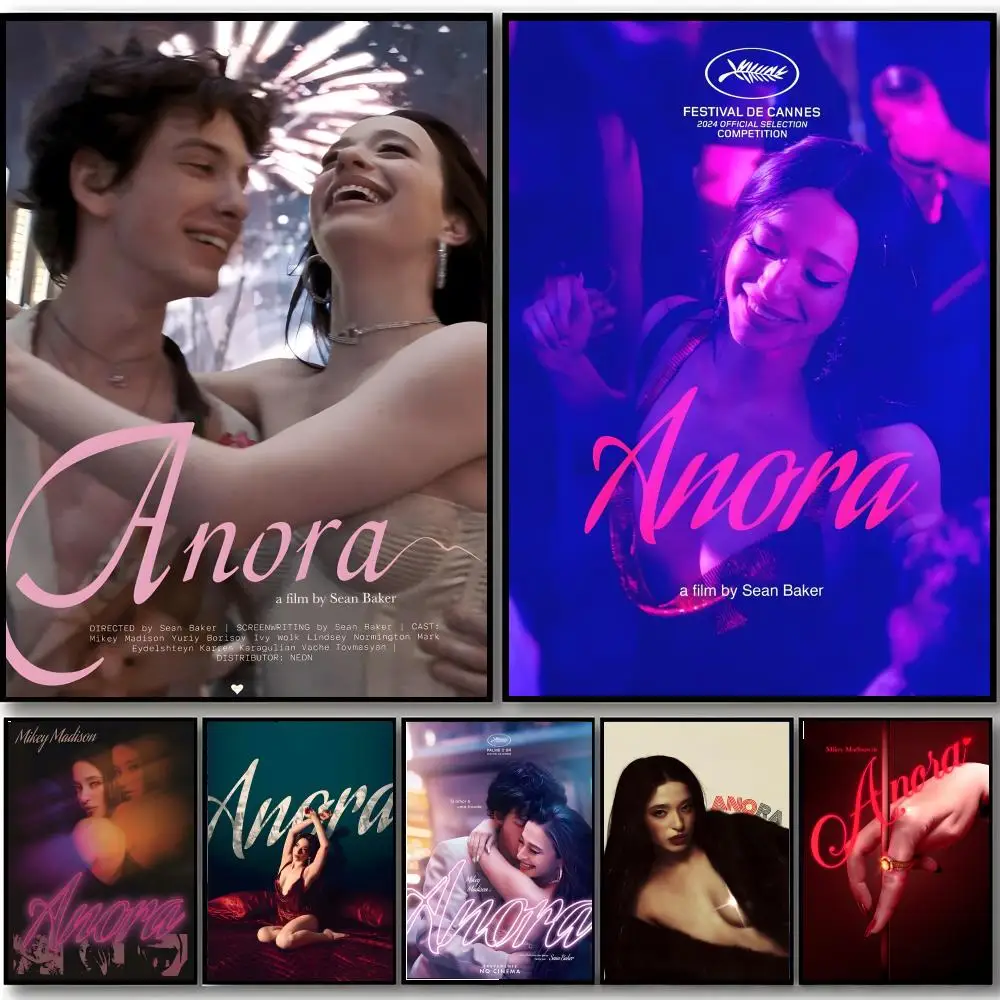 Romantic Indie Drama Love Movie A-ANORA Poster HD art sticky wall waterproof home bedroom bar aesthetic decoration
