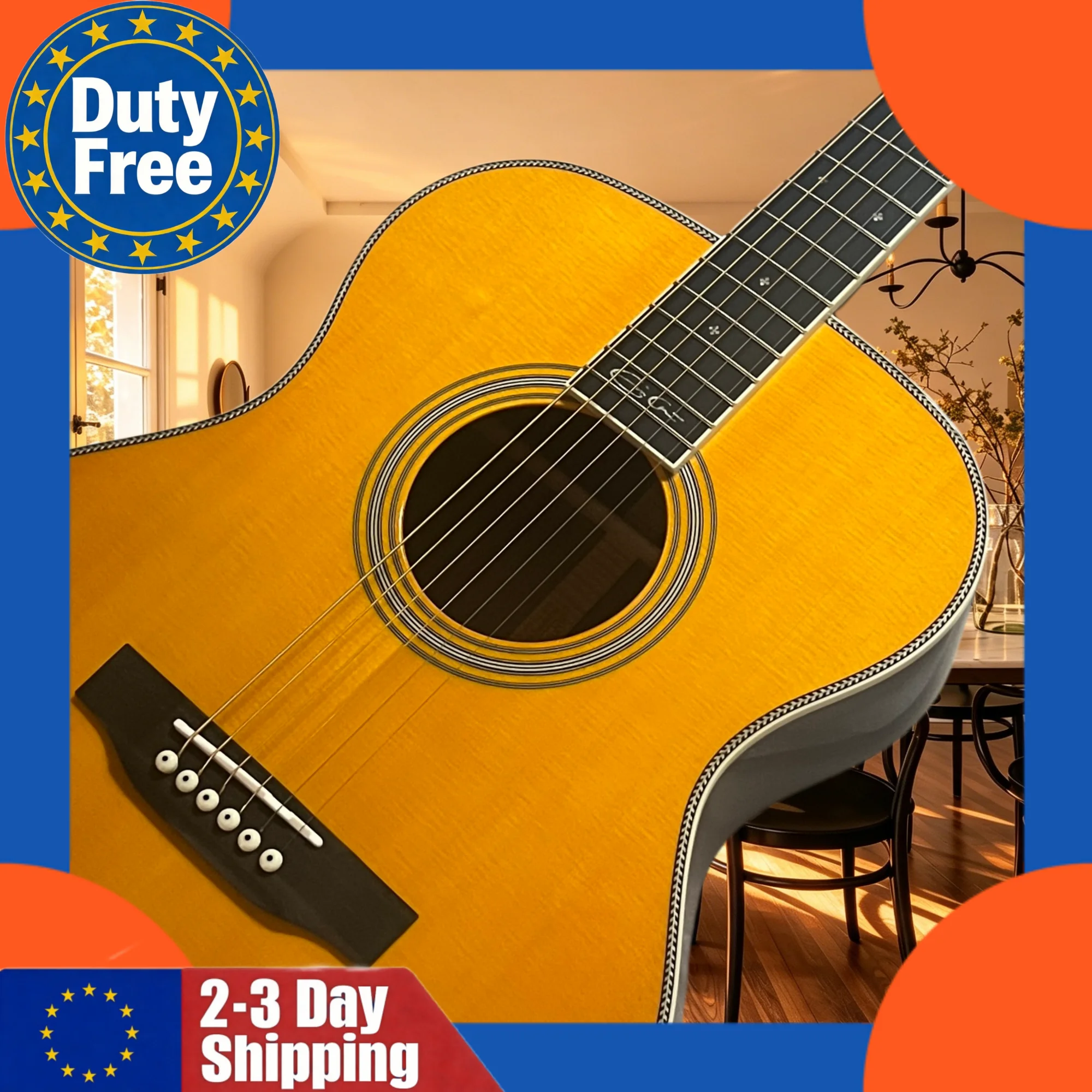 Image of Deutsches Lager HPL-28 Serie Gelbe Gitarre Fichtendecke Feines Klangbild Klarer Klang Originaler Klang Reine Farbe