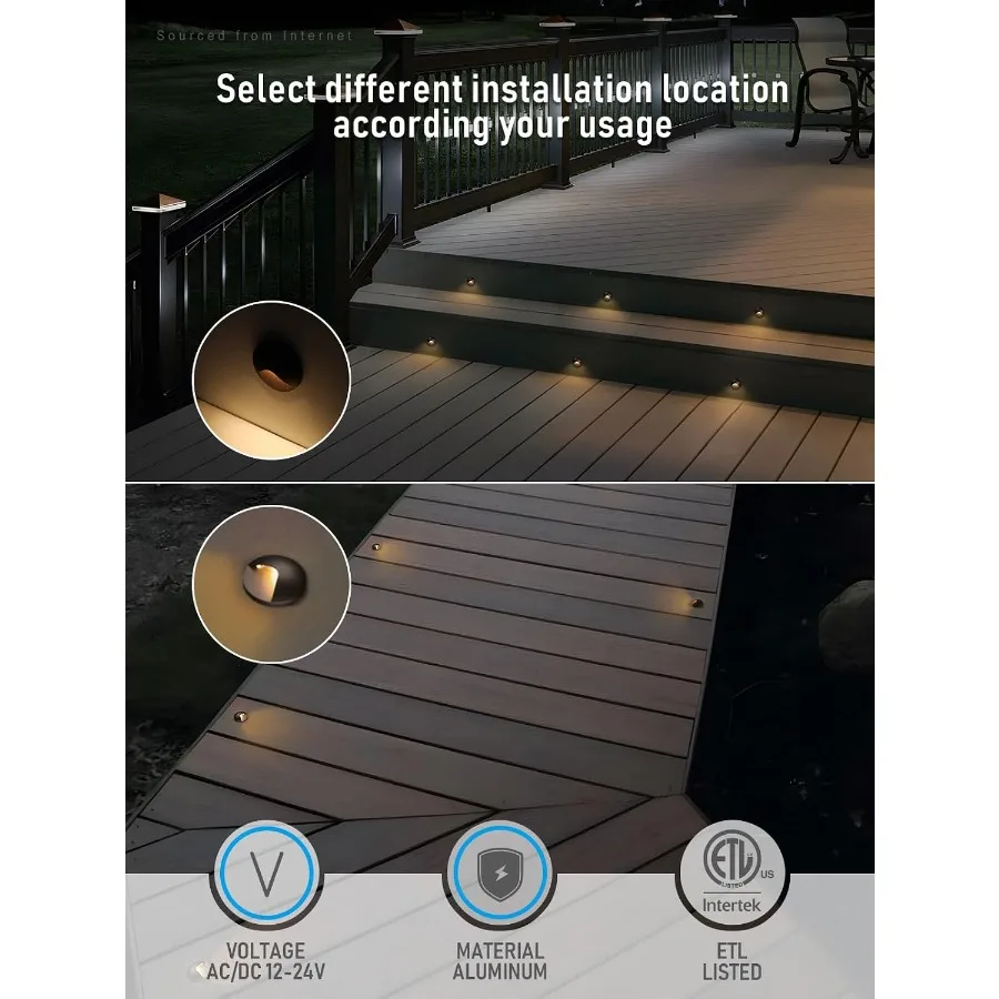 Pack Recessed Low Voltage LED Deck Light Anti-Glare, 3000K