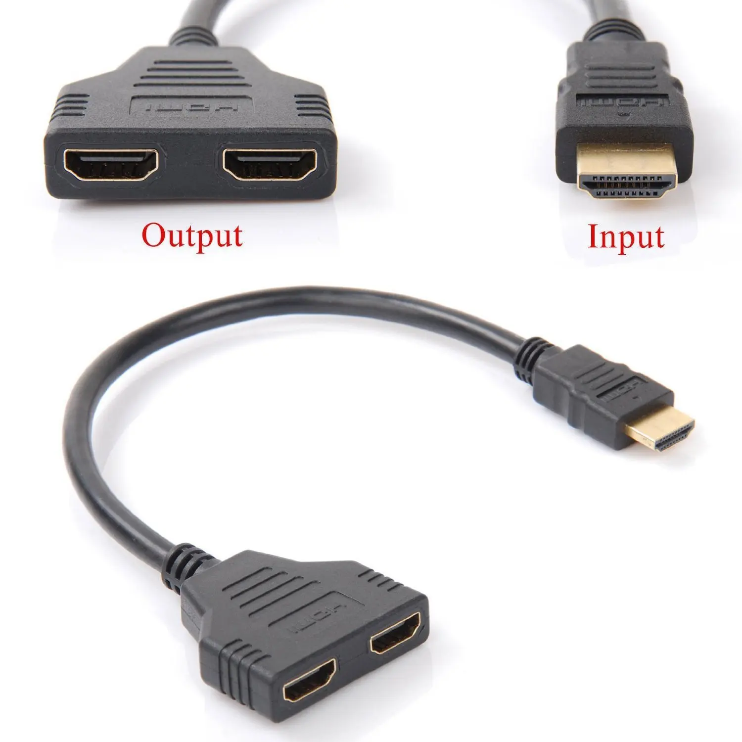 HDMI-compatible Cable Splitter 1080P 2 Dual Port Y Splitter 1 In 2 Out Cable Adapter For LCD TV Box PS3 HDMI-compatible Splitter