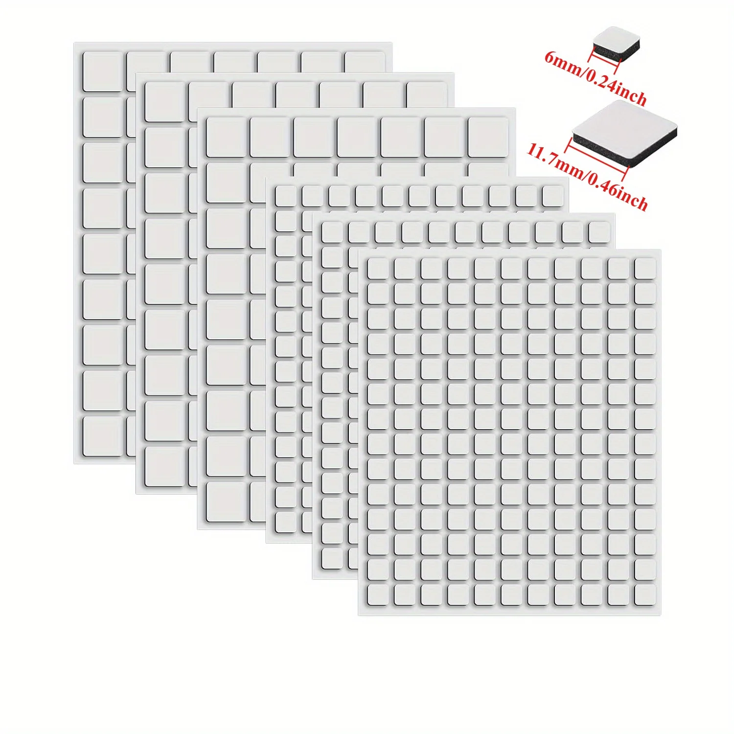 651pcs6 sheets/size square set, 3D double-sided foam squares, adhesive dimensional tape, scrapbook glue for creating 3D