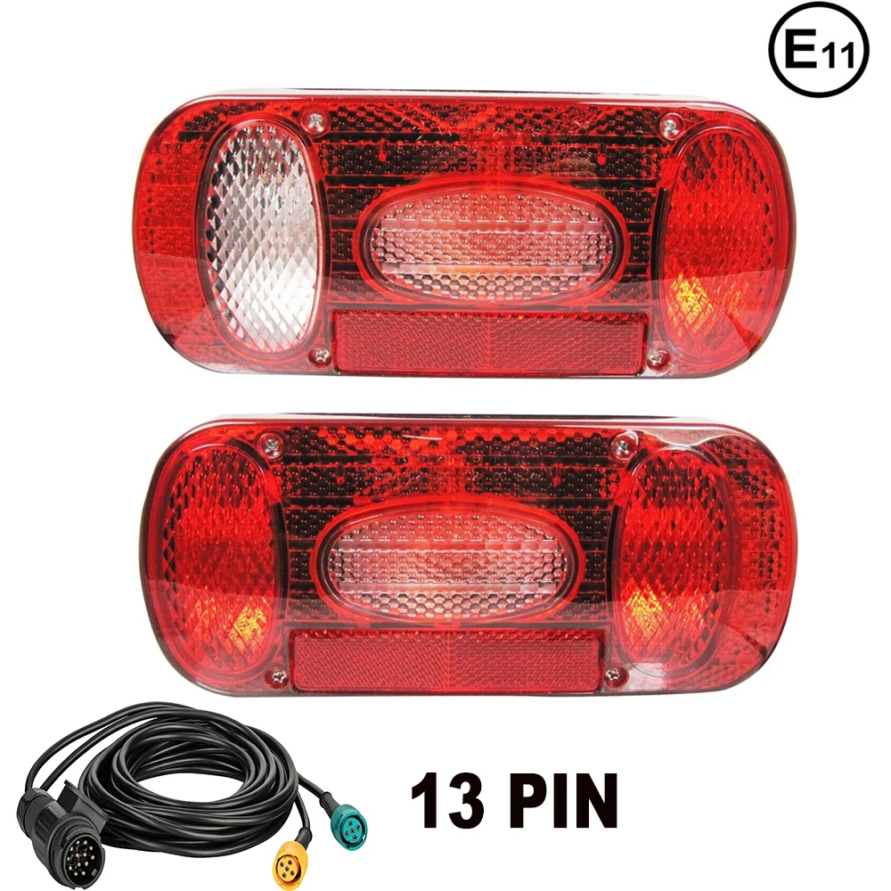 

1 Set 2pcs E-Marked 12V 5.5m Cable 13 Pin Wiring Harness Tail Light Rear Stop Brake Light Signal Lamp Caravan Car Truck Trailer
