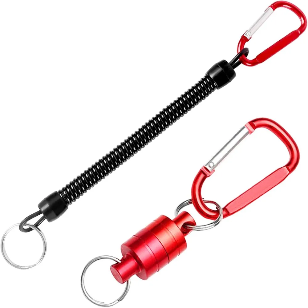 3PCS with Coiled Lanyard Fly Fishing Net Release Clip 4.4lb Capacity Easy Attachment Fishing Net Release Clip