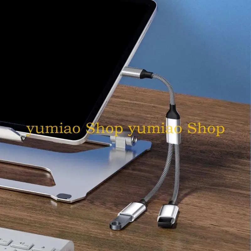 587B Portable USB C Male to Double USB C Female Splitter USB Y Splitter Cable Type C Hub for Type C Devices Gaming Handle