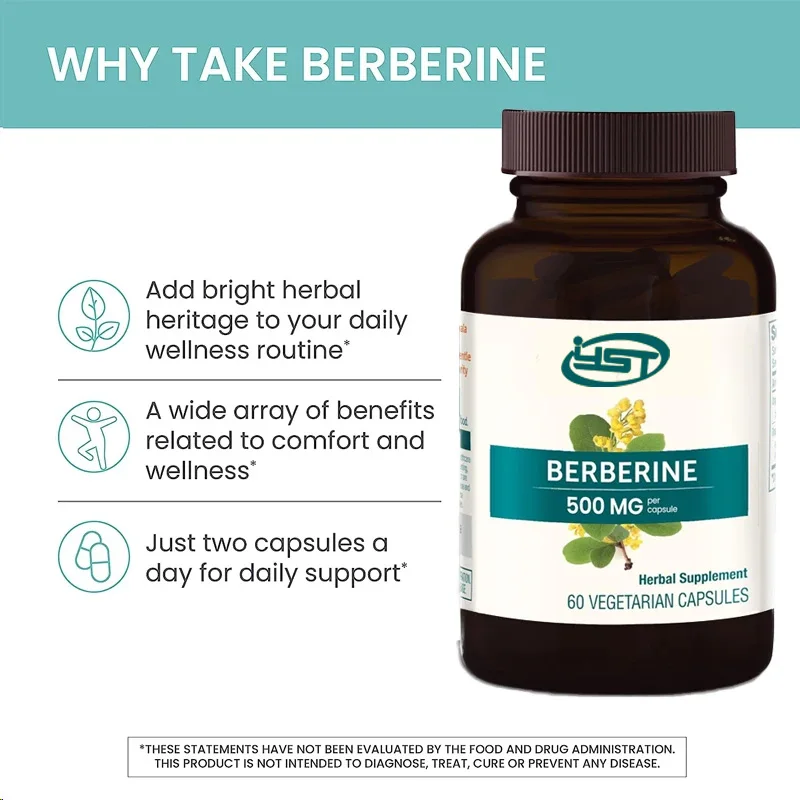 Berberina promueve el metabolismo y el apoyo del colesterol, el apoyo gastrointestinal y el cloridrato inmunológico vegetariano 60 cápsulas