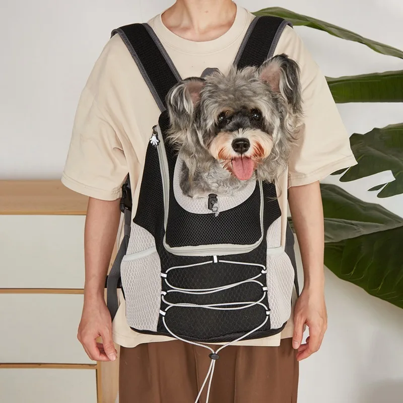 

Дышащий сетчатый рюкзак-переноска для животных — нагрудная сумка с регулируемым ремнем и страховочным поводком, для кошек и маленьких собак, для прогулок на свежем воздухе