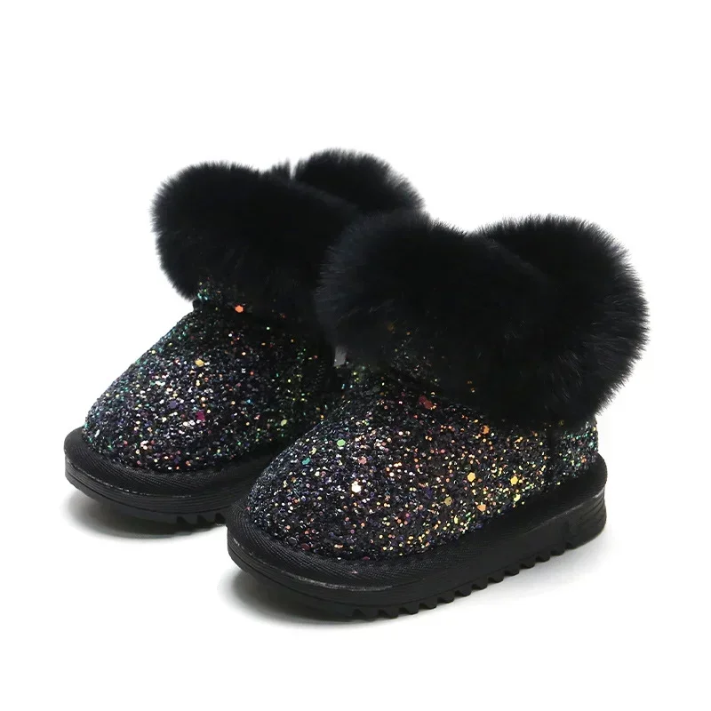 Children Snow Boots 0-10 Years for Baby Pink Girls Kids Winter Shoes Warm Plush Fashion Platsform Short Boots Black Gray