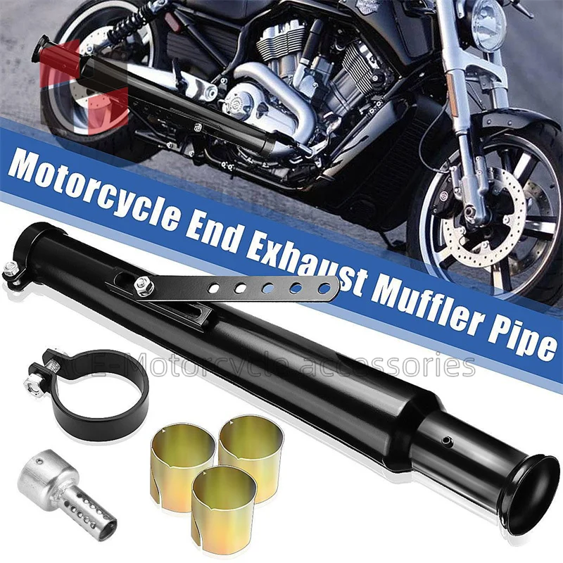 Universal Motorcycle Motorbike Exhaust Muffler Pipe Tip Retro Vintage Rear Pipe Tube For Harley Cafe Racer Adnoh Ahamay Ikuzus