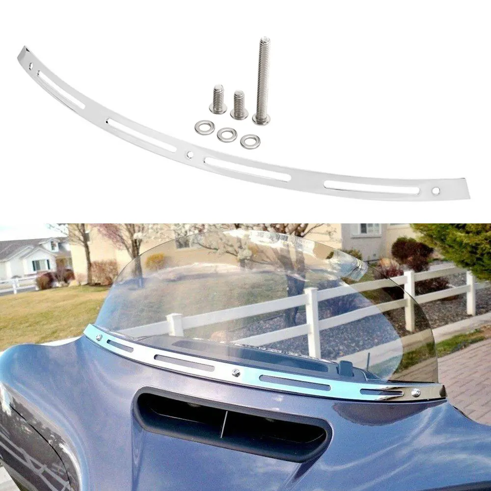 

Motorcycle Batwing Fairing Windshield Trim Windscreen Clamp Slotted For Harley Touring Electra Street Glide Trike FLHT FLHX 2014