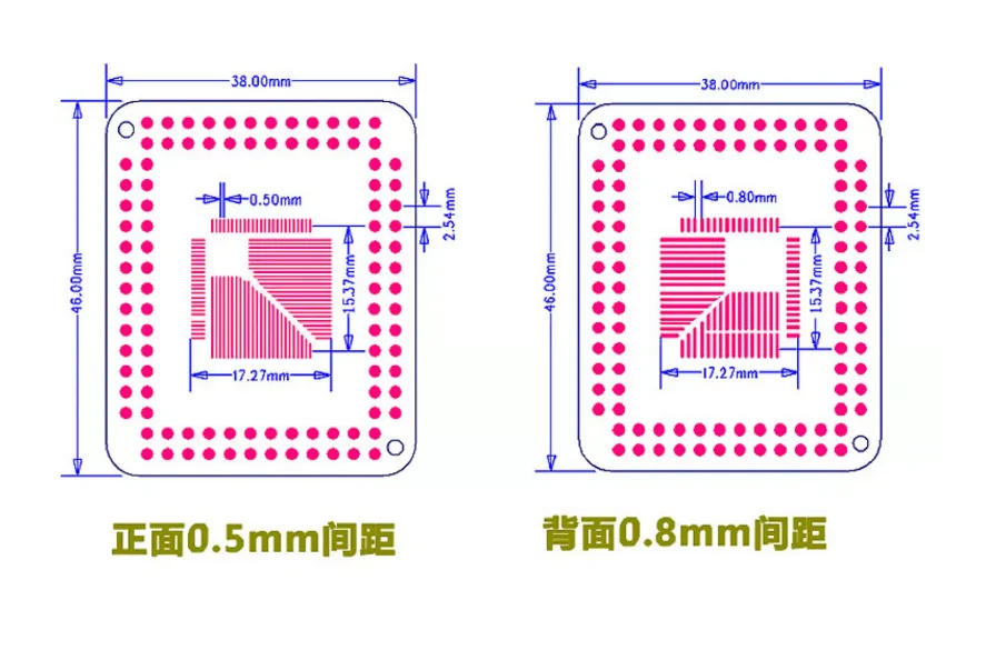 10PCS/lot  TQFP / FQFP / LQFP QFP32 / QFP44 / QFP64 / QFP80 QFP100 0.5MM 0.8MM IC adapter Socket / Adapter plate / PCB