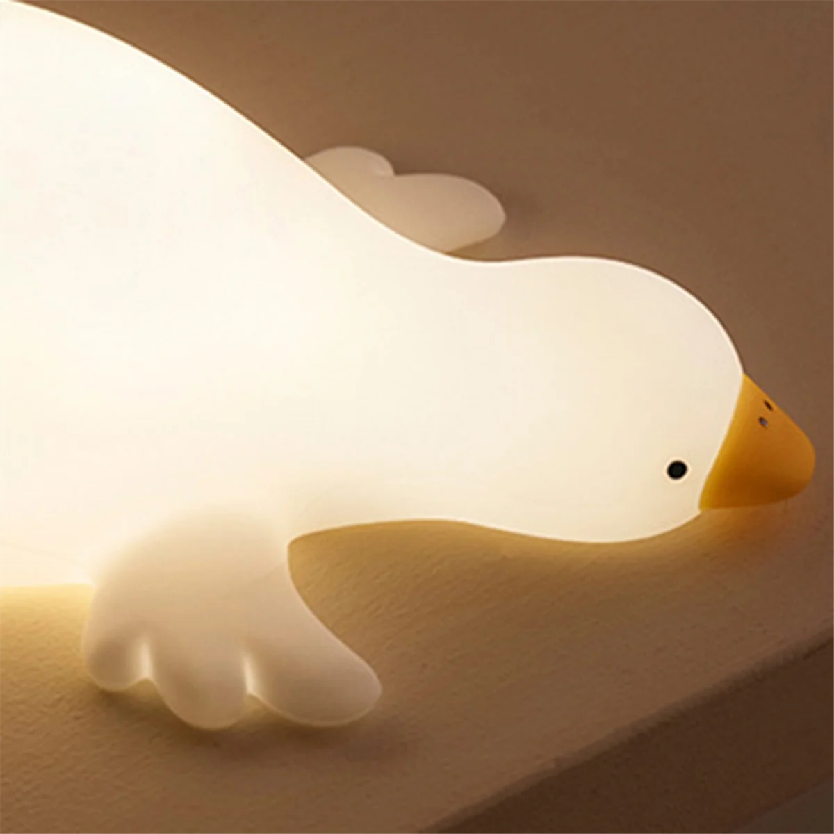 

Big White Goose Night Lamp Children'S Bedside Fun Pat Lamp USB Rechargeable Soft Light Eye Protection Sleep Lamp