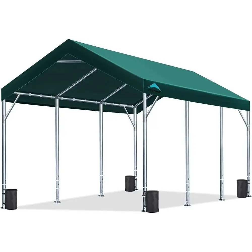 

12x20 ft. Heavy-Duty Carport with Adjustable Height, Suitable for Cars, Boats, and Parties, Green