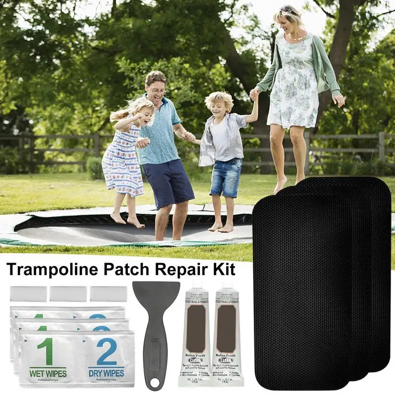 12pc Trampoline Patch Repair Kit Rectangular Large Size Trampoline Mat Repair Set For Tear Or Hole Fixing Wear-resistant