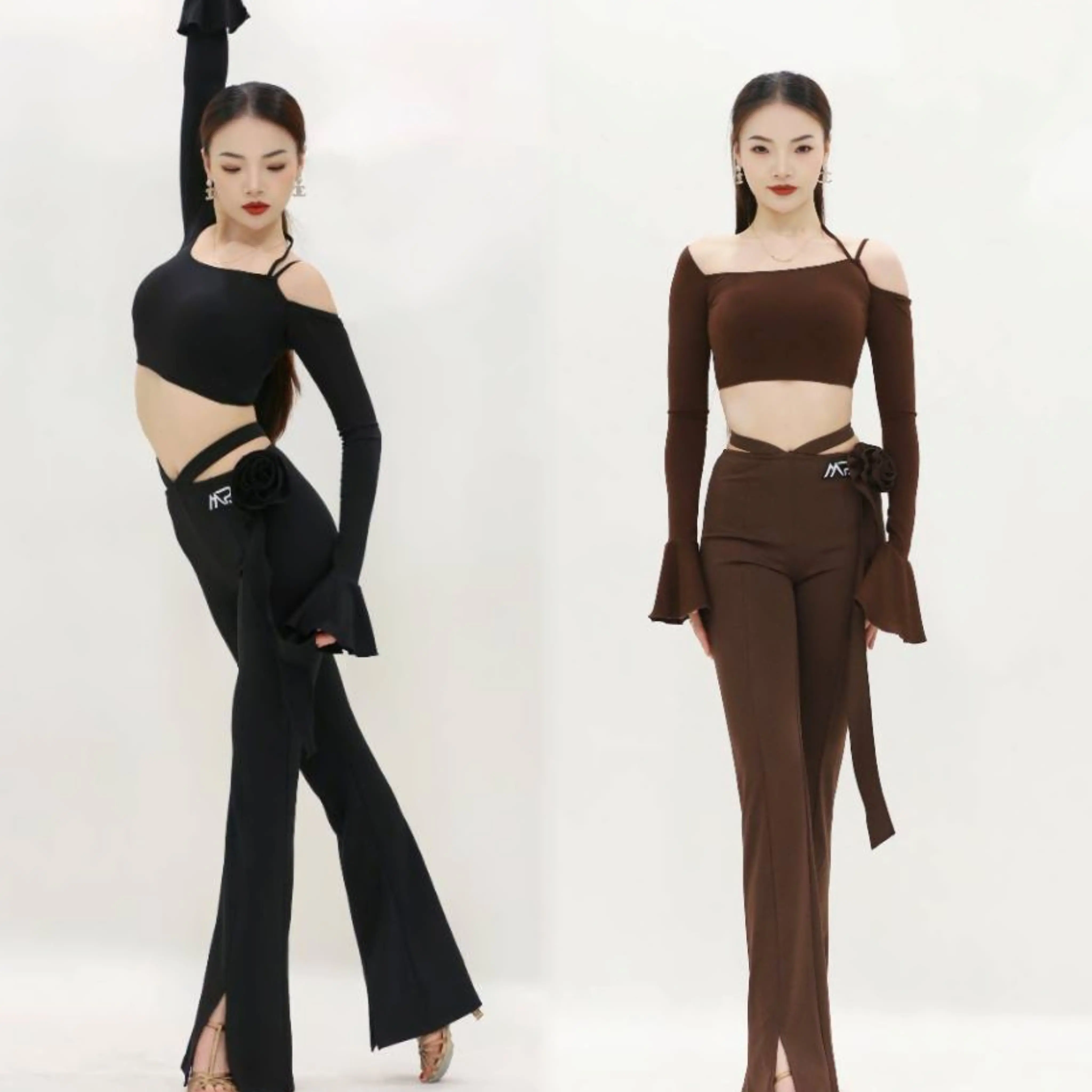 

Adults Latin Dance Costume Latin Top High- Waist Pants Women Ballroom Dance Competition Clothes For Practice Wear SL12855