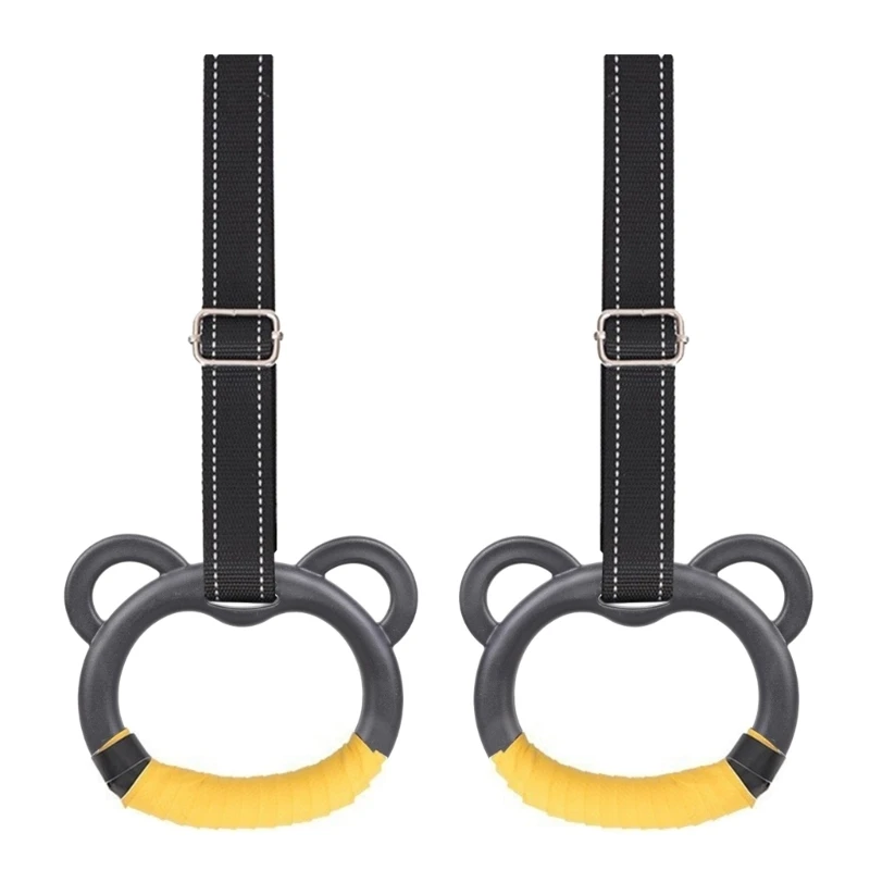 652F 1pair Indoor Fitness Gymnastics Rings Full Body Workout Nonslip Handle