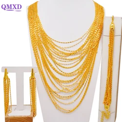 Trendy Indian Dubai Gold Color Jewelry Set For Women Bridal Long Tassel Necklace Earring Sets Nigeria Wedding Party Jewellry