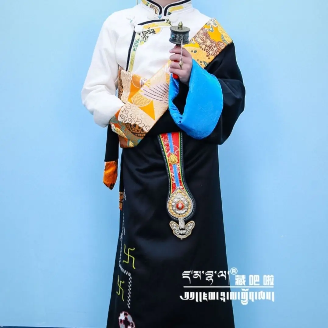 

2025 Girls' high-end hemp material flower Tibetan robe