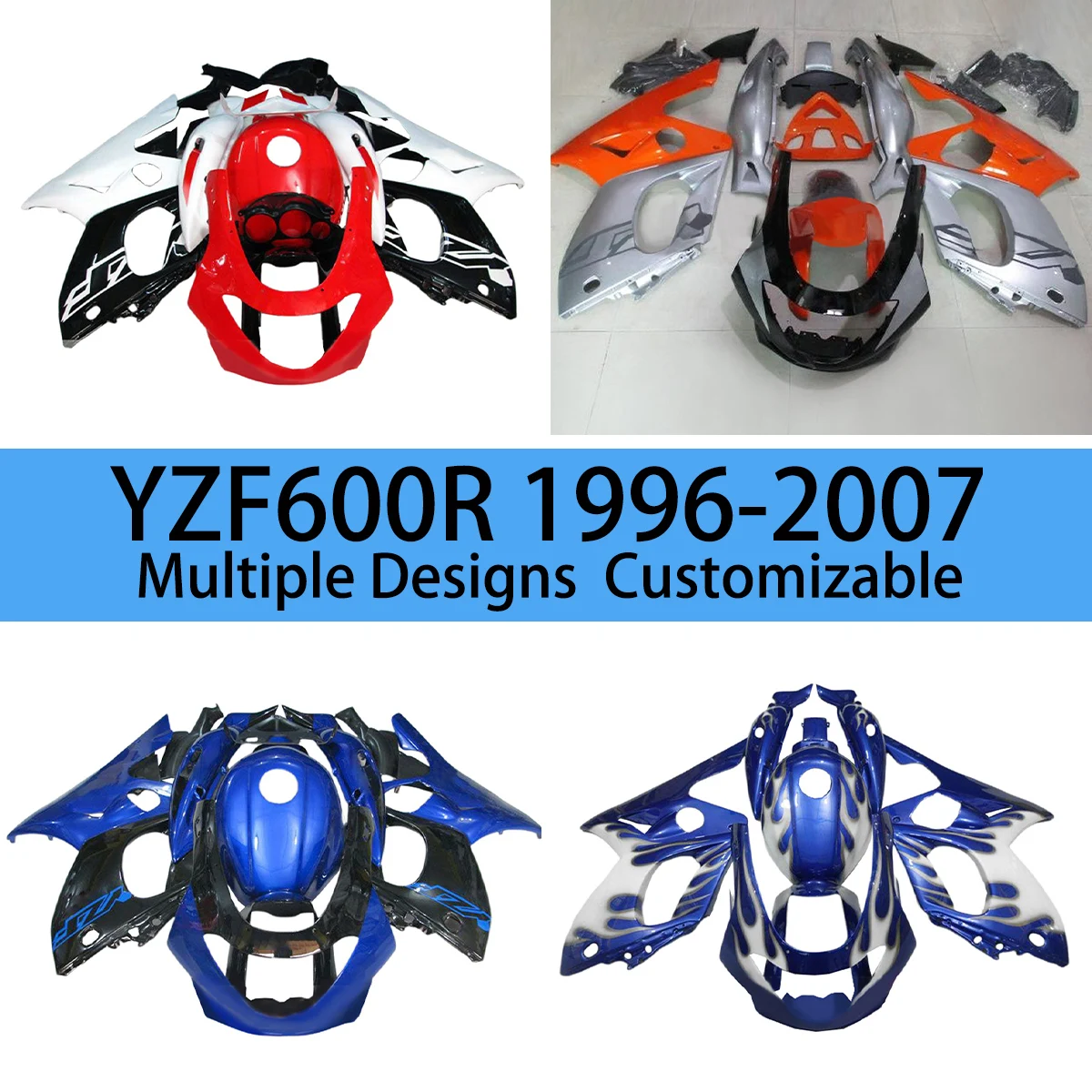 

For YAMAHA YZF 600R 1996-2005 2006 2007 Free Custom Fairings YZF600R 96-07 Prime Fairing Kit Injection Motorcycle