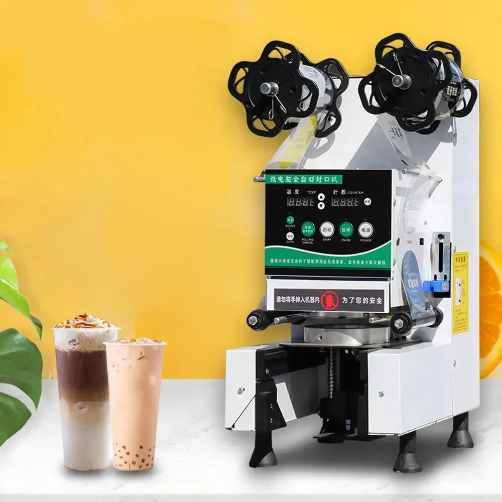 for Commercial Cup Sealing Machine Milk Tea Shop Sealing Machine Fully Automatic Cup Sealer Coffee Juice Soy Milk Drink Heat