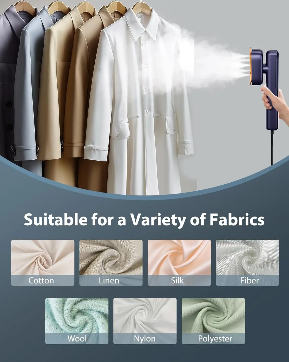 مكواة بخار محمولة 2 في 1، 1100 وات، بخار مستمر لمدة 20 دقيقة، خزان 100 مل، مع قفازات تبخير