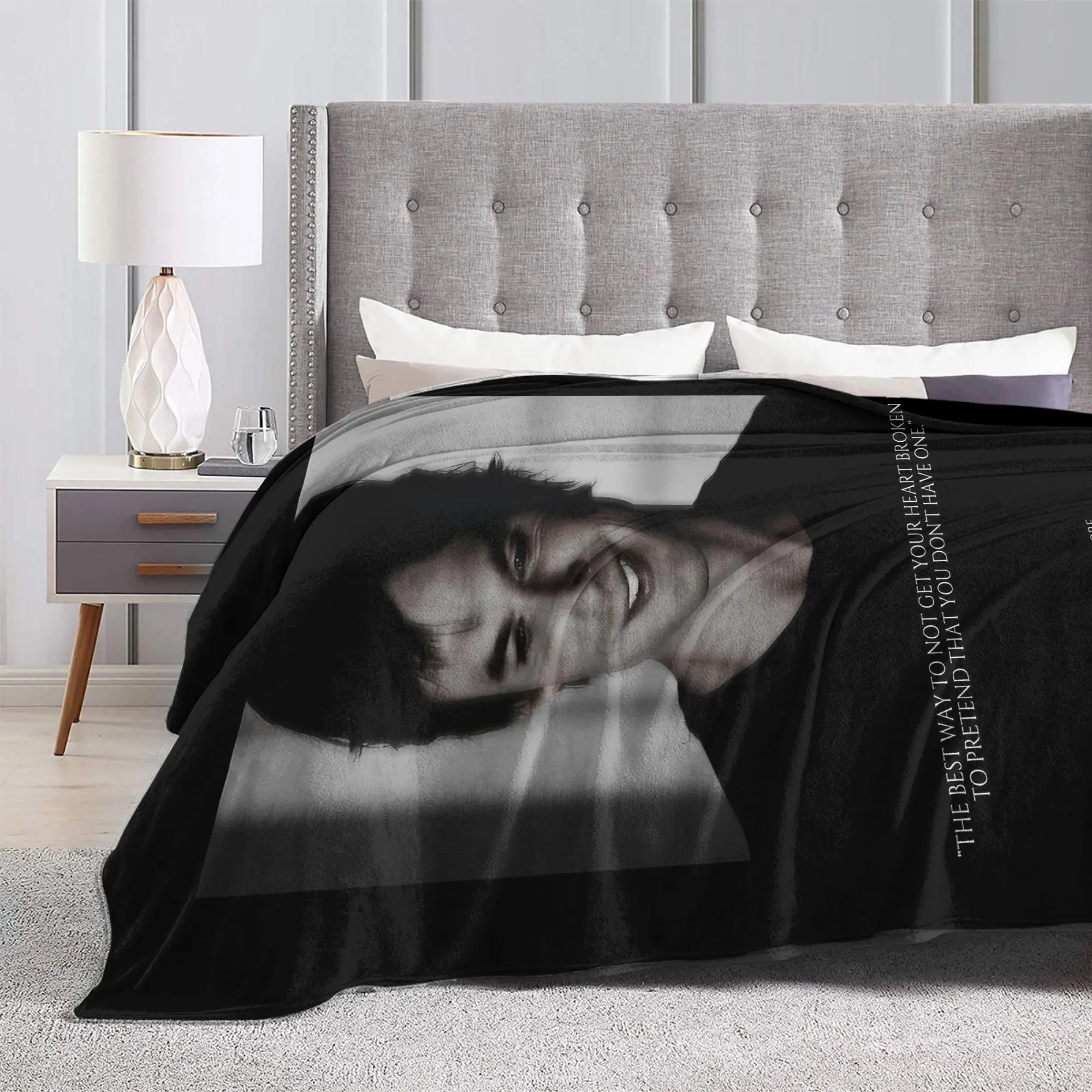 The Vampire Diaries Damon Salvatore Blankets Coral Fleece Plush Decoration Super Soft Throw Blanket for Bed Bedroom Rug Piece