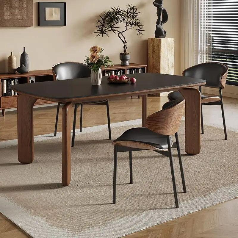 

Italy Luxury Dining Table Vintage Wood Room Sets Garden Dining Table 4 Chairs Minimalist Mesas Pegables Portatil Furniture