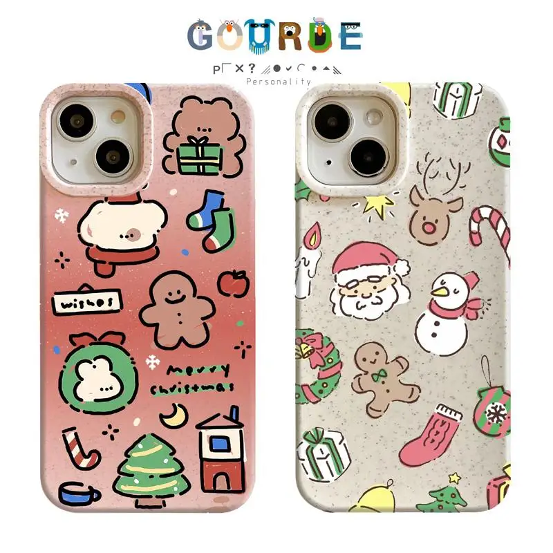 

Gourde Cute Christmas Cartoon patterns Phone Case for Iphone 16 15 14 12 13 11 Pro Max IP 7 8 Plus Iphon X XS XR Xs Max