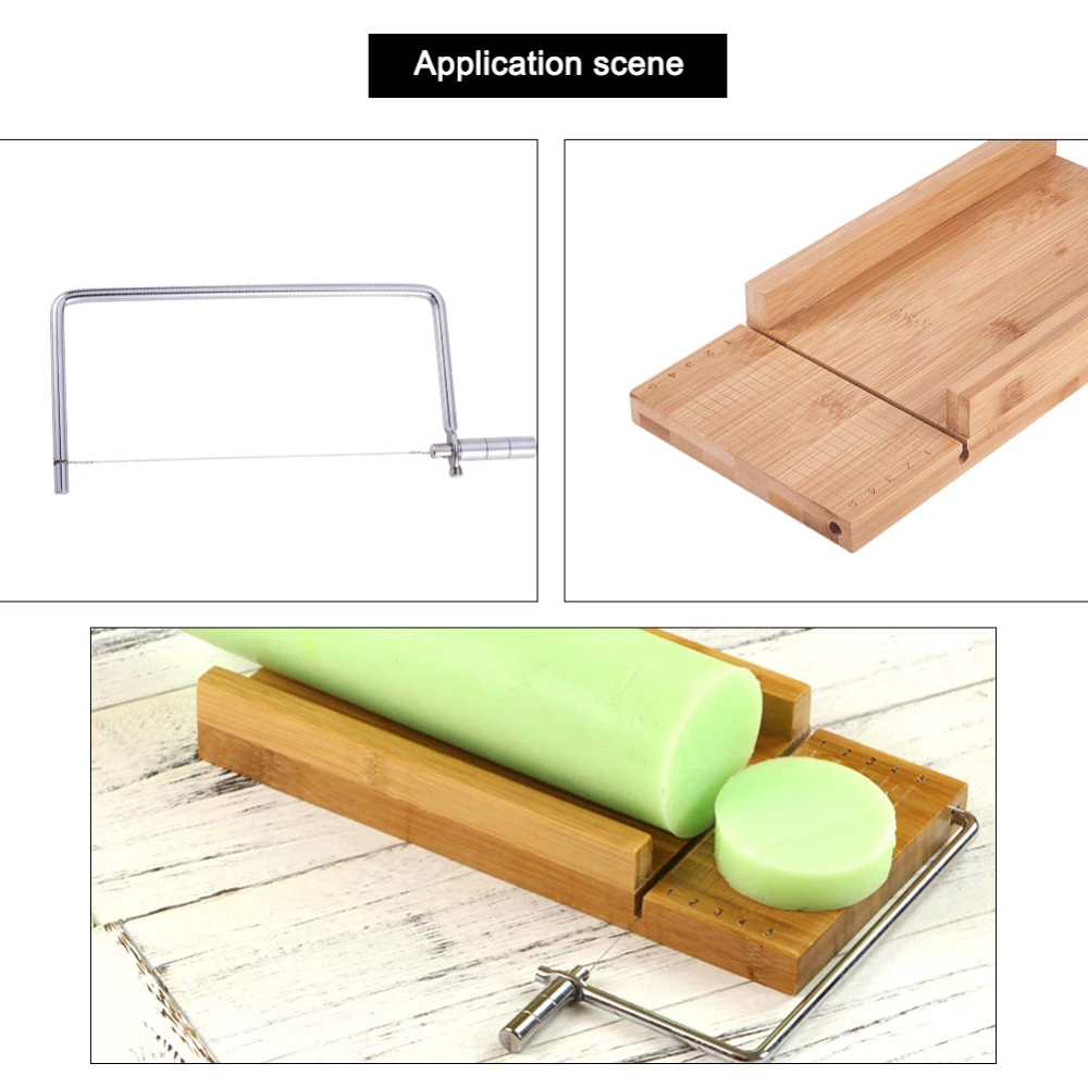 Wooden Soap Cutter Cutting Tools, Rectangle Loaf Mould with Wire Slicer, for Handmade Craft Soap Making Tool, BurlyWood