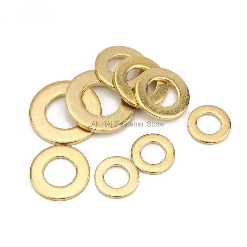 Flat Copper Washer Gasket Pad, planície, alta qualidade, DIN125, M2, M2.5, M3, M4, M5, M6, M8, M10, M12, GB97, DIN125, 10 pcs, 50pcs