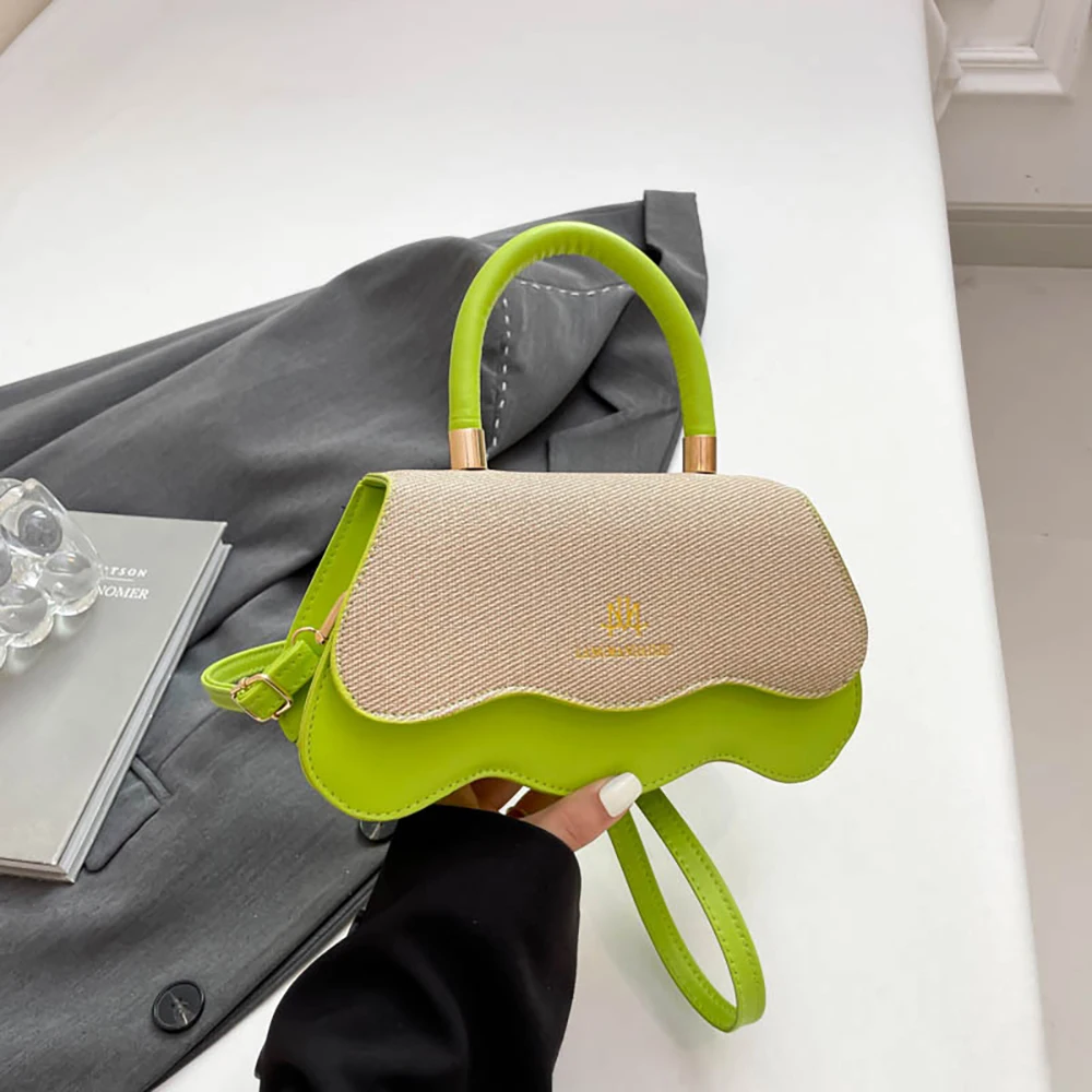 

Women Trendy Wave Shape Handbags Fashion Contrast Color Flap Single Shoulder Bag Korean Style Hand-held Small Crossbody Bags ﻿
