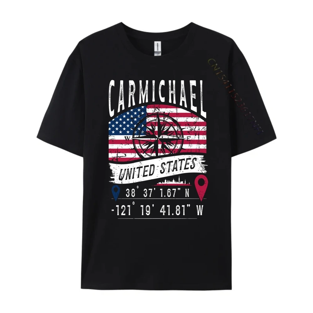 Carmichael United States Flag Gps Coordinates Carmichael Luxury T Shirt Men High Quality Mens Gifts