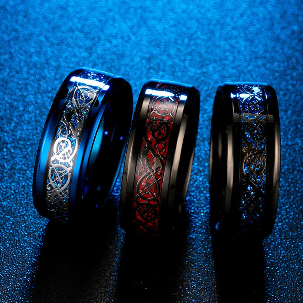 

Steel Carbon Fiber Ring Size 10, Mirror Polished Durable Nibelon Design Men Cool Ring Fashion Personality Finger