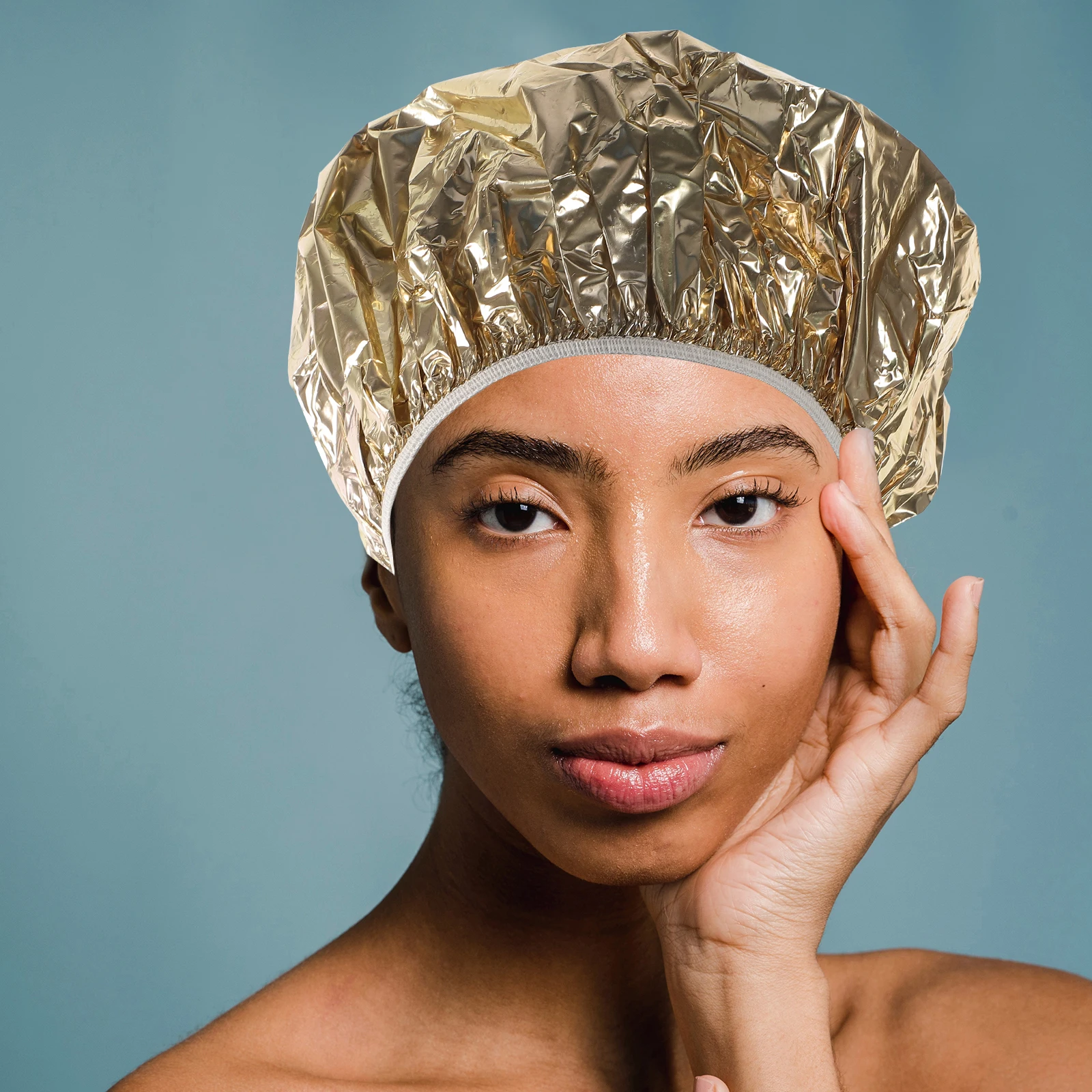 

4pcs Aluminum Foil Hats Deep Conditioning Hair Processing Heat Insulation For Coloring Dye Treatments Salon Spa Use