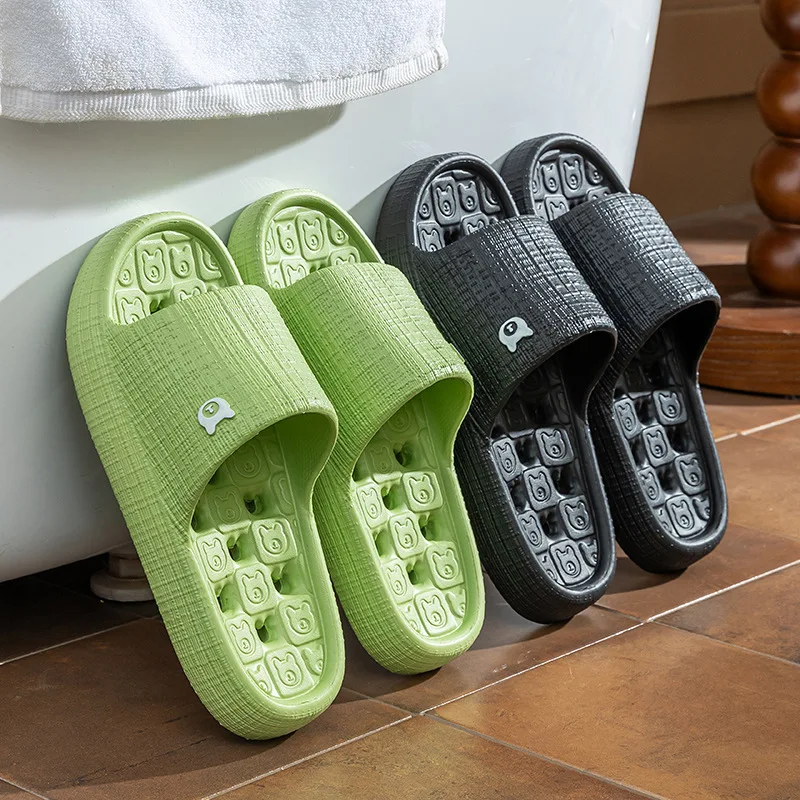 

Мужские и женские летние тапочки-шлепанцы с милым медведем, мягкие, на платформе, с вырезами, нескользящие, для дома, улицы, пляжа и вечеринок