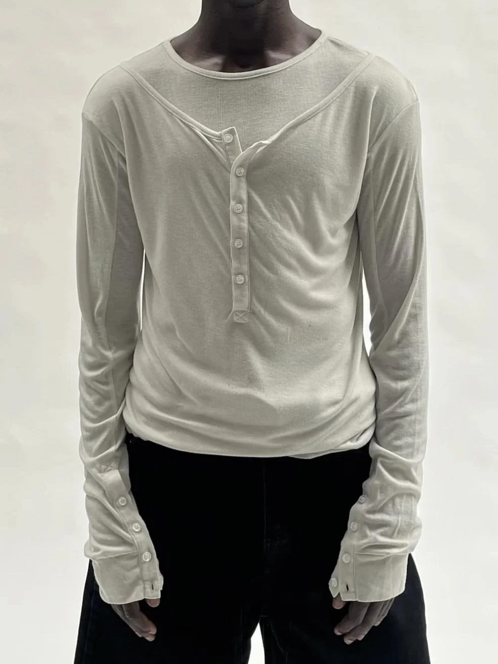 Even Cero Siete Slim Fit round Neck Double Layer Black White Shirt