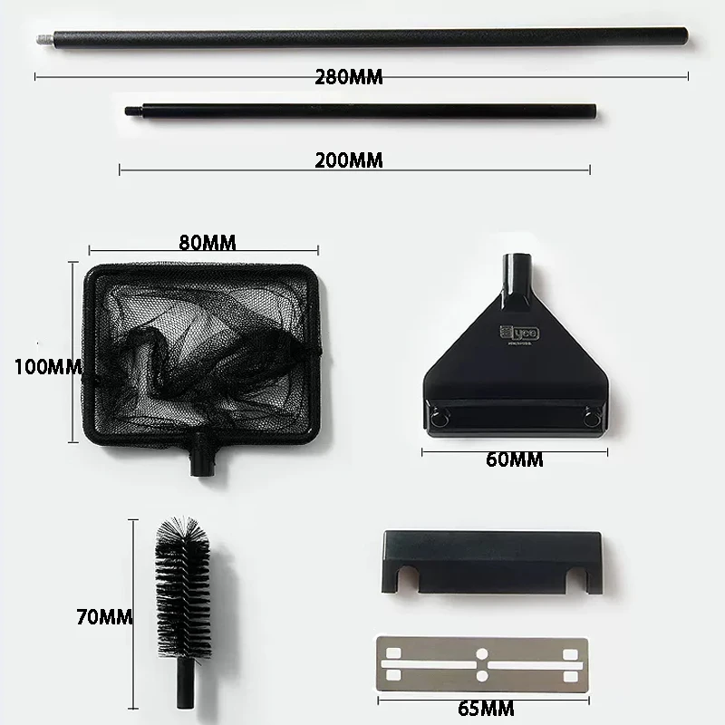 Aquarium-Algenentferner aus Edelstahl, Drei-in-Eins-Set mit Netzbeutel, Reinigungsbürste, Flachbürste zur Algenentfernung, Fischbecken-Reinigungswerkzeug für Zuhause – Detail 16