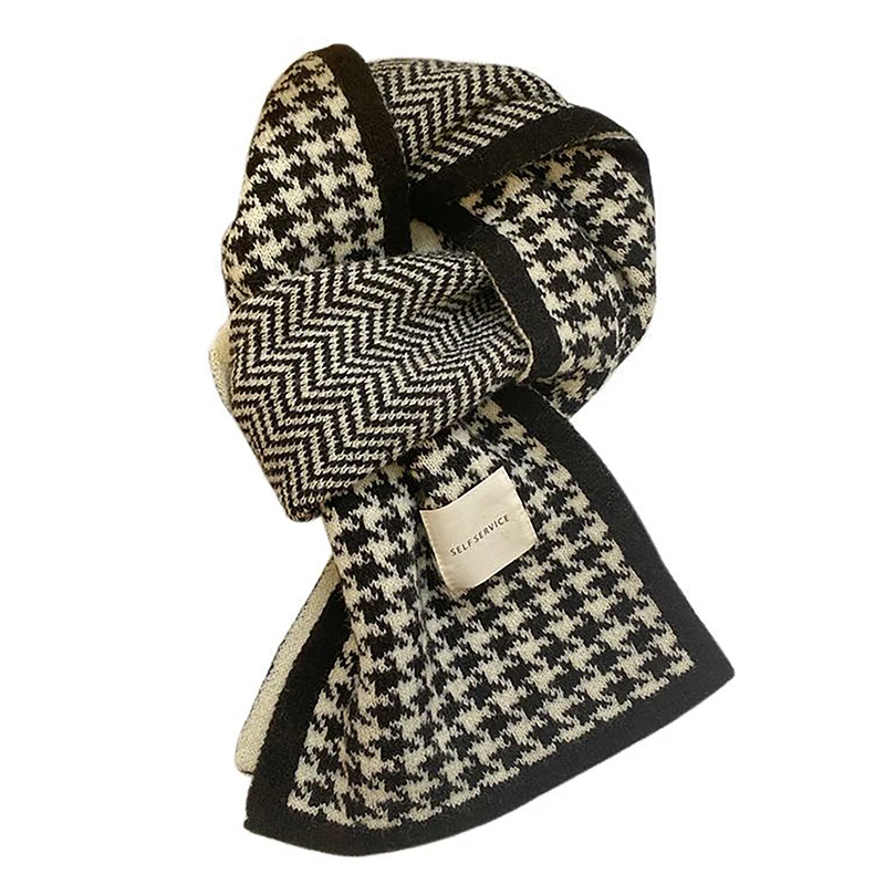 Women's Thousand Bird Checker Knitted Scarf For Autumn And Winter Warmth Scarf