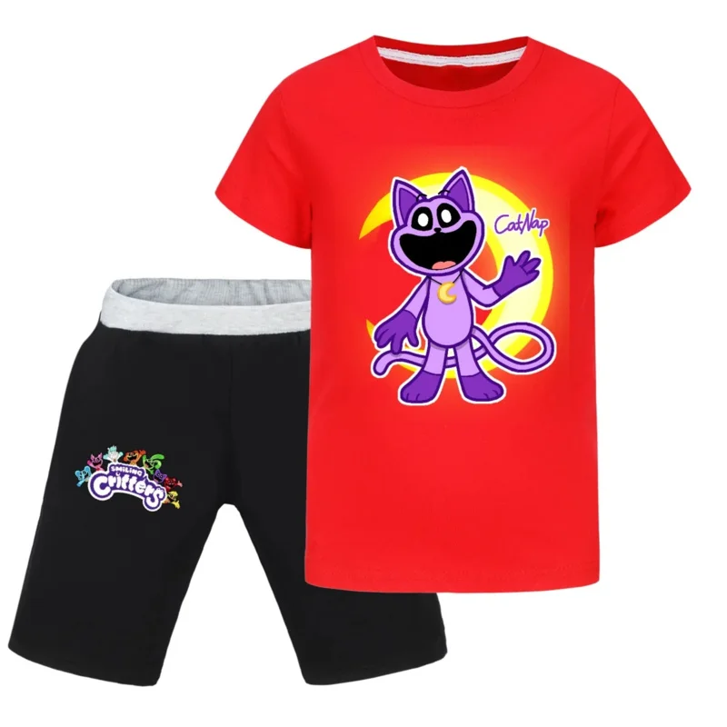 Smiling Critters Catnap Girls Boys Clothes Set Summer Kids Tshirt Pants Casual Suits 2pcs Tracksuit Outfits Children's Clothes