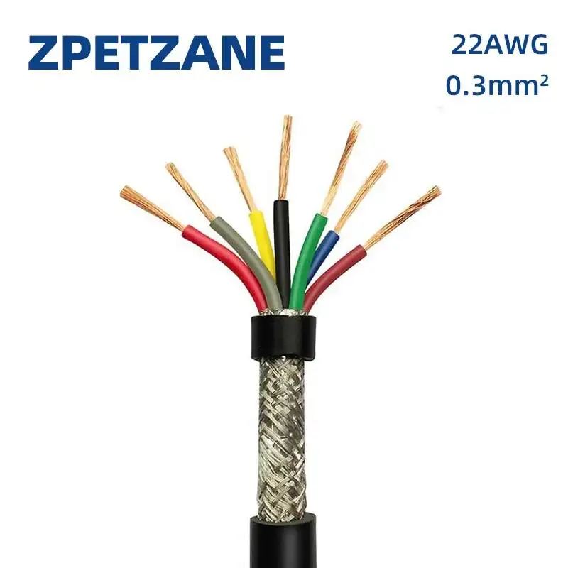 22AWG 0.3mm2 Multi-core Shielded Cable Wire 2/3/4/5/6/7/8/10/12/14/16/20/24 Anti-interference Control Inverter Signal Line