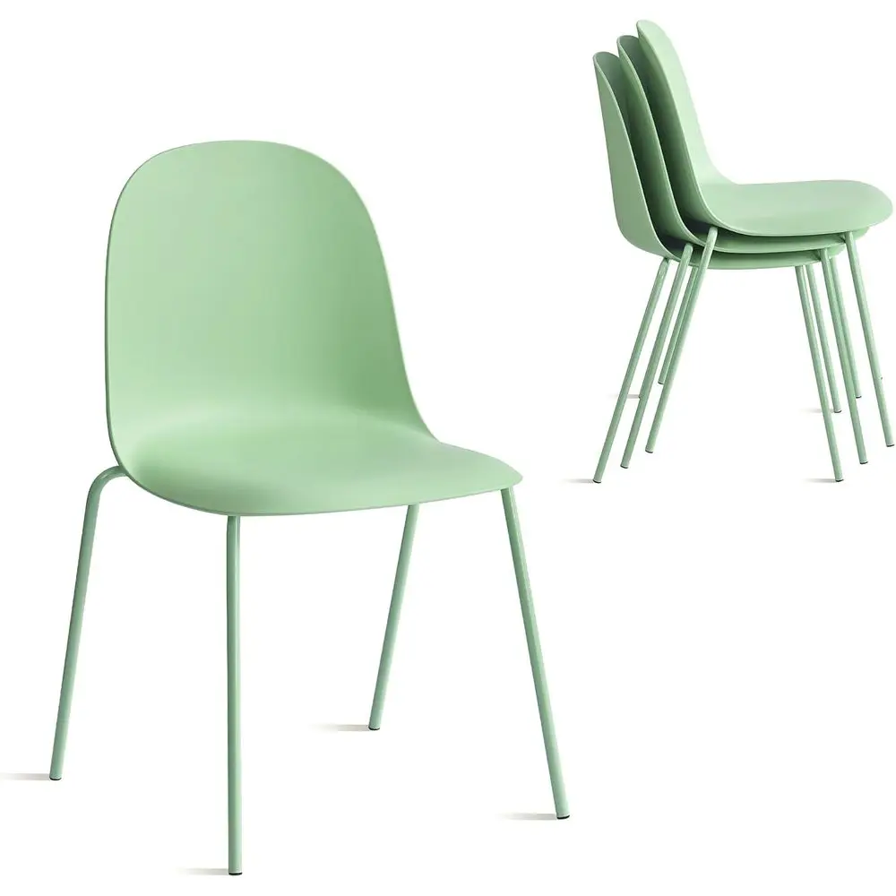 

Minimalist Industrial Stackable Plastic Dining Chair with Metal Leg, Quick Assembly, Suitable or Indoor and Outdoor caes and Res