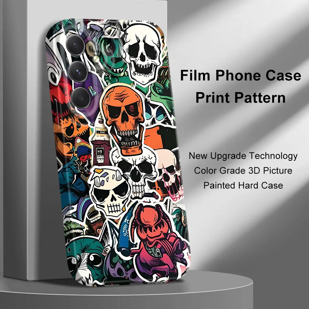 Colorful Skull Phone Case For Samsung Galaxy A54 A34 A24 A14 A04 A73 A53 A33 A23 A13 A72 A52 A32 4G 5G Film Hard Cover