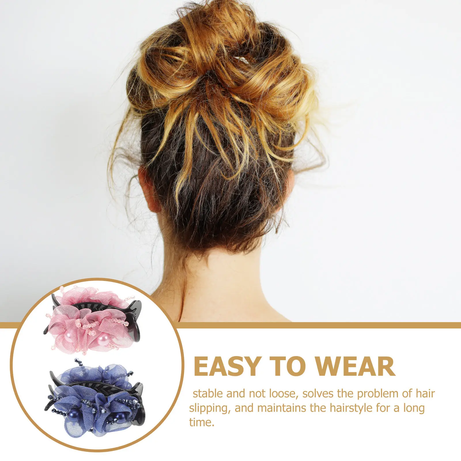 2Pcs High Ponytail Claw Clips Flower Design Non-Slip Hair Accessories for Women Elegant Floral Hair Bananas for Party Beach