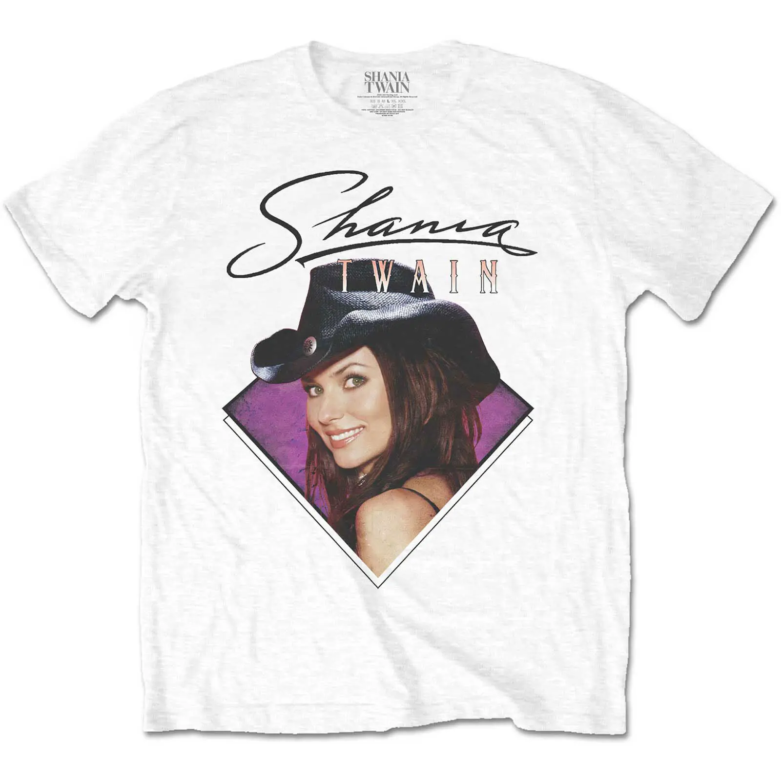 Men's Shania Twain Purple Photo T shirt Small White