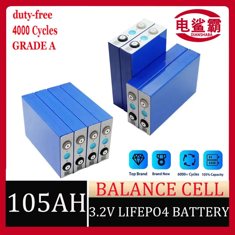 

New A-grade 3.2V 105AH EVE LiFePO4 Lithium Iron Phosphate Battery Rechargeable Battery 12V 24V 48V Lithium Battery Pack Duty Fre
