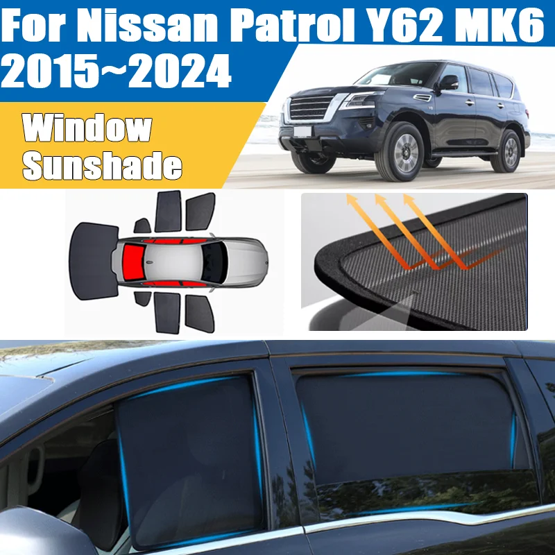 

Window Visor For Nissan Patrol Y62 MK6 2015~2024 Car Mesh Sun Shade Heat Insulation UV Protection Net Mesh Shading Accessories