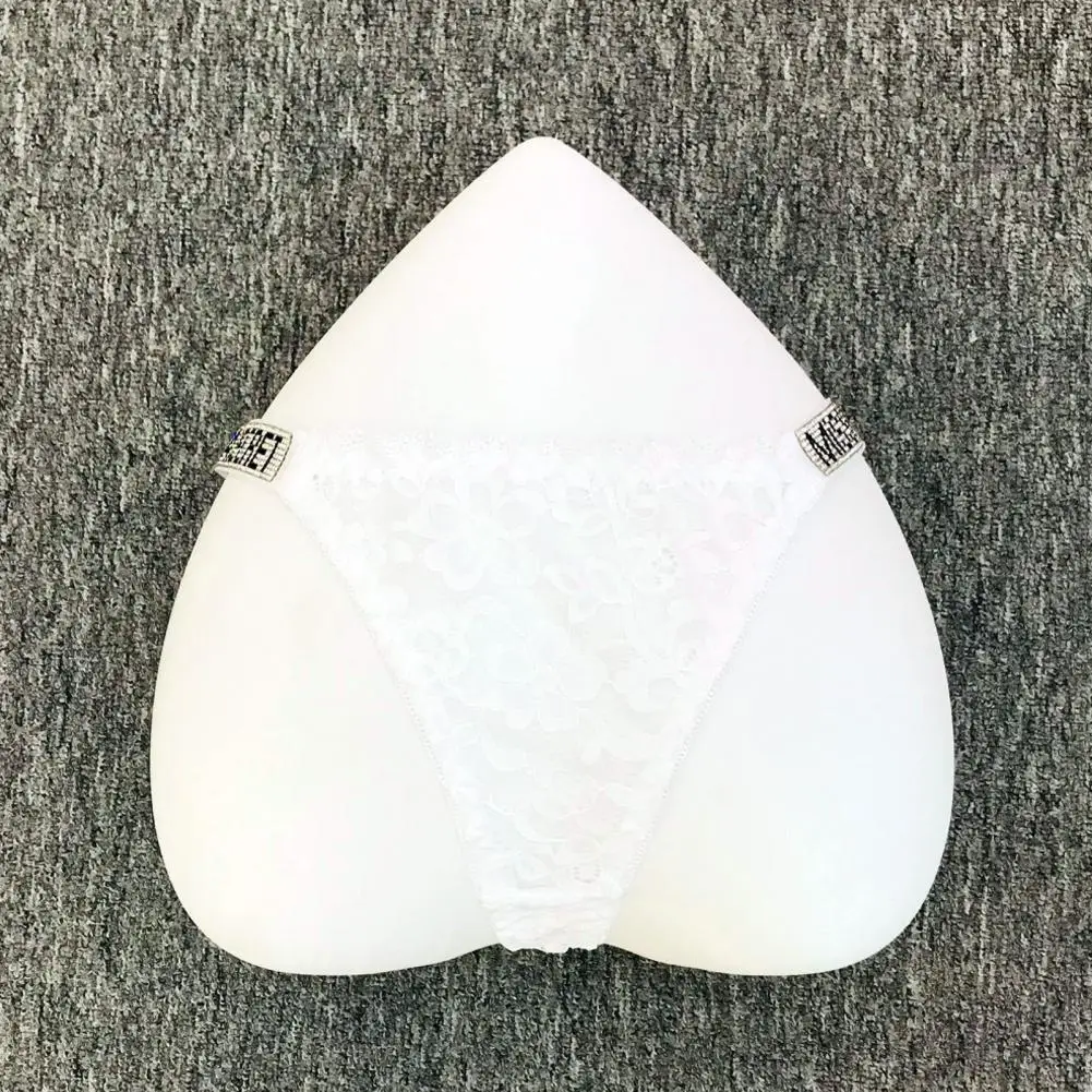 Calcinha de renda elegante para mulheres, decoração strass, tanga sexy, levantador do bumbum, roupa interior fio-dental