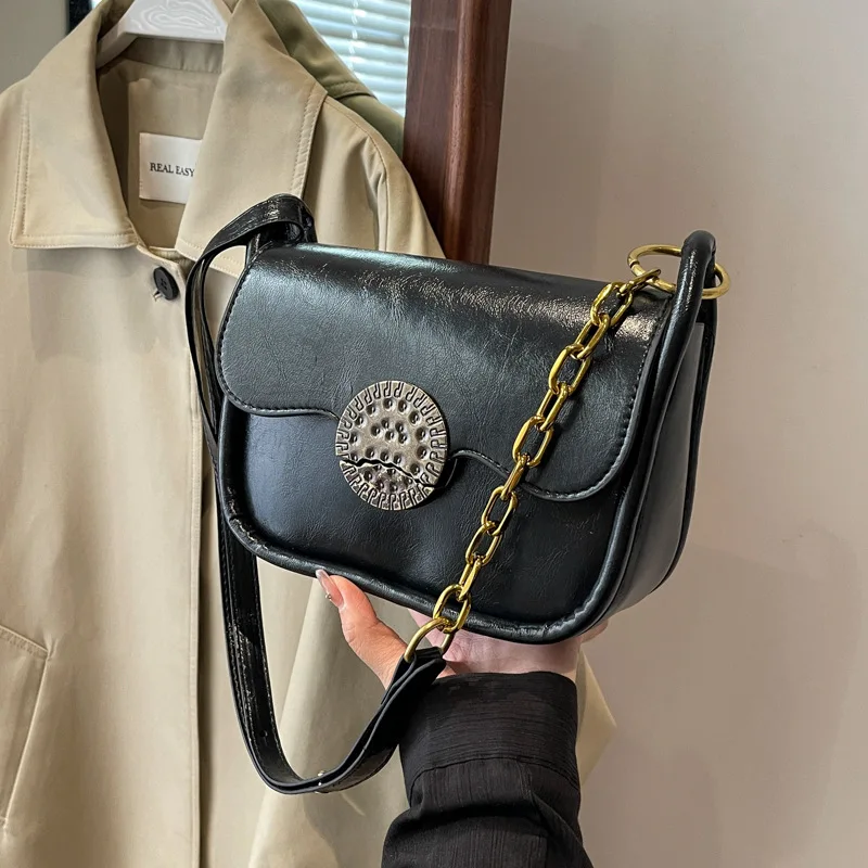 Retro Casual Small Square Crossbody Bag Female Shoulder Underarm Bag New Niche Design Women's Commuting Shoulder Bag for Women