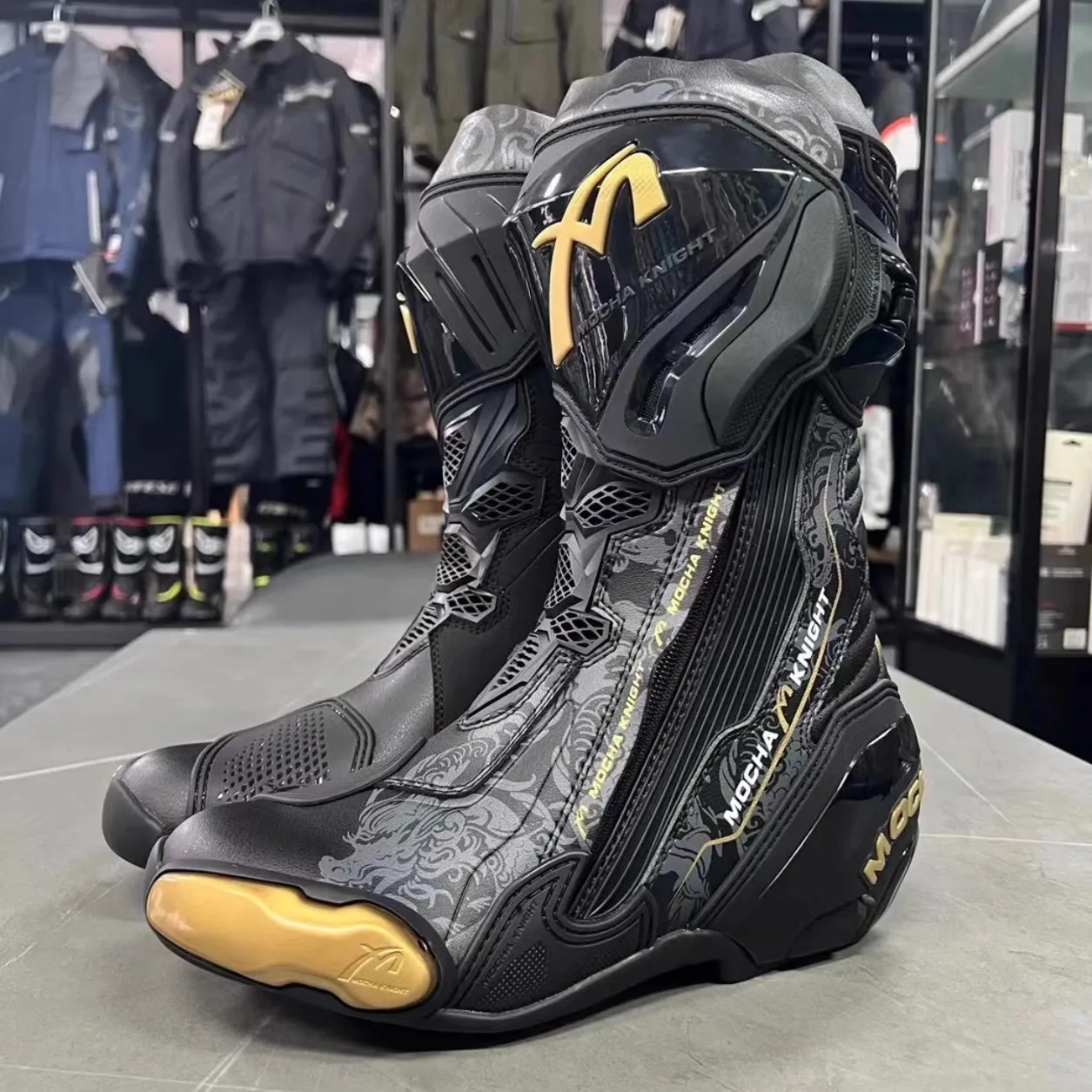 BENKIA Mocha Motorcycle Boots CE Certification Professional Track