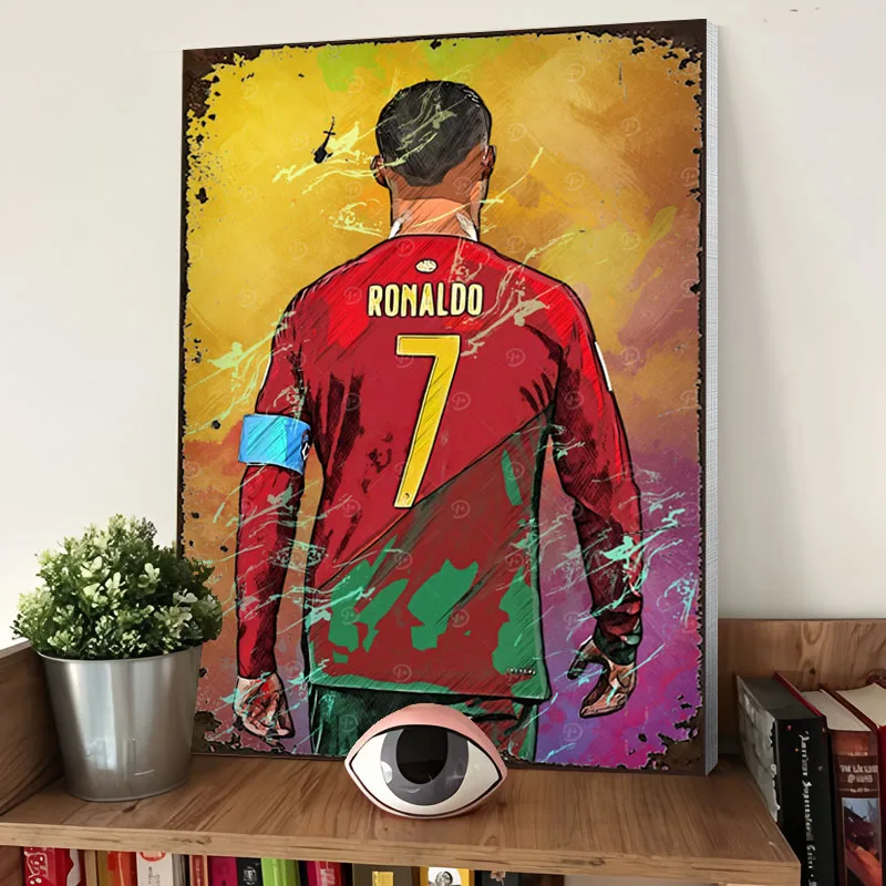 Cristiano Ronaldo Portugal Jersey prints Poster Football Player Custom Canvas Painting Wall Art Aesthetic Room Decoration Mural view 4